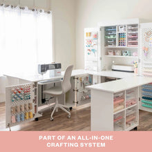 Load image into Gallery viewer, Create Room DreamStation Deluxe & DreamCart Bundle - Expandable Crafting & Sewing Cabinet with Storage, Table, Pegboards & Acrylic Totes