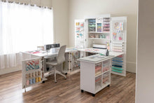 Load image into Gallery viewer, DreamSuite All-in-One Craft Storage & Workstation Bundle – DreamBox Center + DreamStation + DreamCart | Modular Sewing & Crafting Organizer