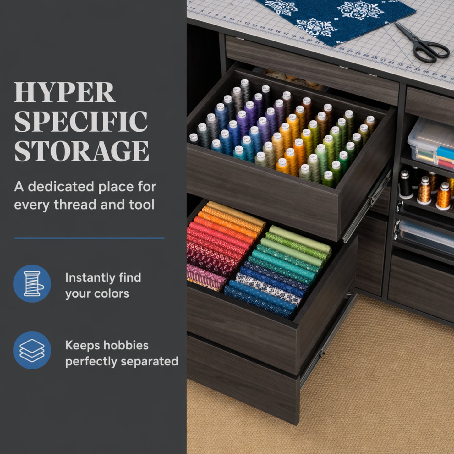 HORN Model 7600 Ultimate Sewing and Crafting Storage Center Tables