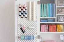 Load image into Gallery viewer, DreamBox Center Deluxe Pre-Built Craft Storage Cabinet – Modular Sewing & Craft Organizer with Pegboards, InView Totes & LED Light