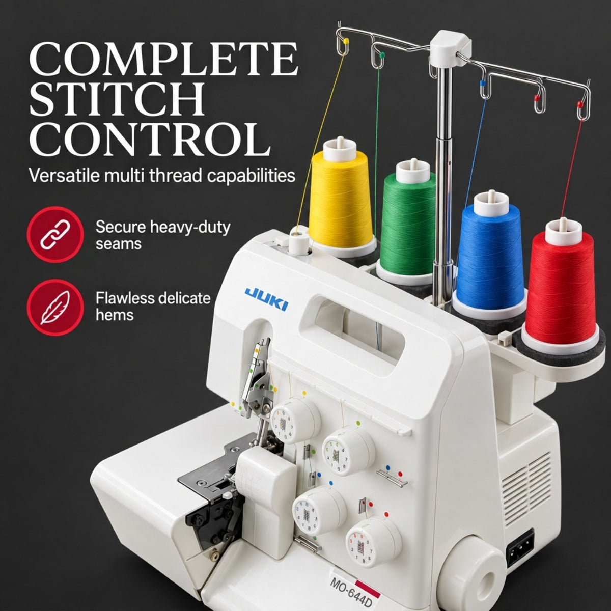 JUKI AMERICA MO-644D 2/3/4 Thread Overlock with Differential Feed and Rolled Hem