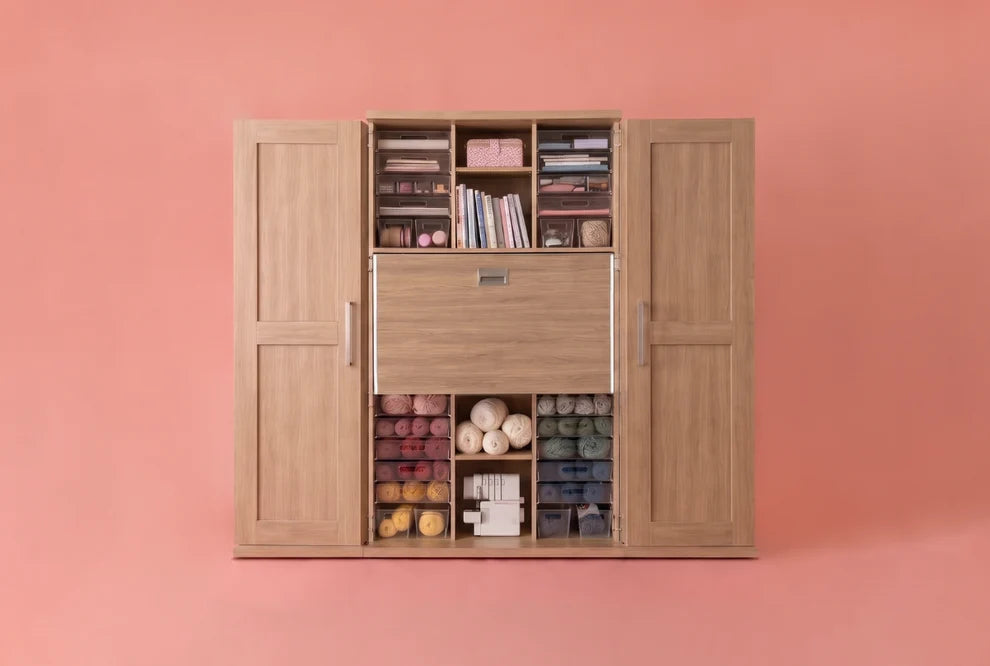 Create Room DreamBox XL & XL Plus – White & White Oak Craft Storage Cabinet