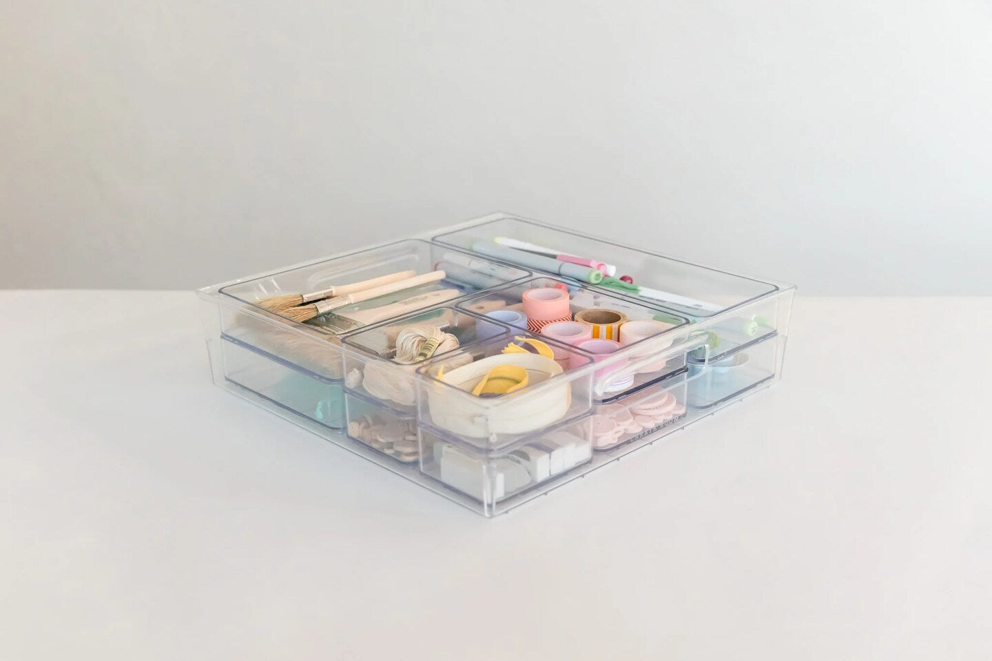 Create Room Mini Tote Storage Organizer 24 Pack - Clear Nesting Stackable Craft Supply Containers for InView Totes