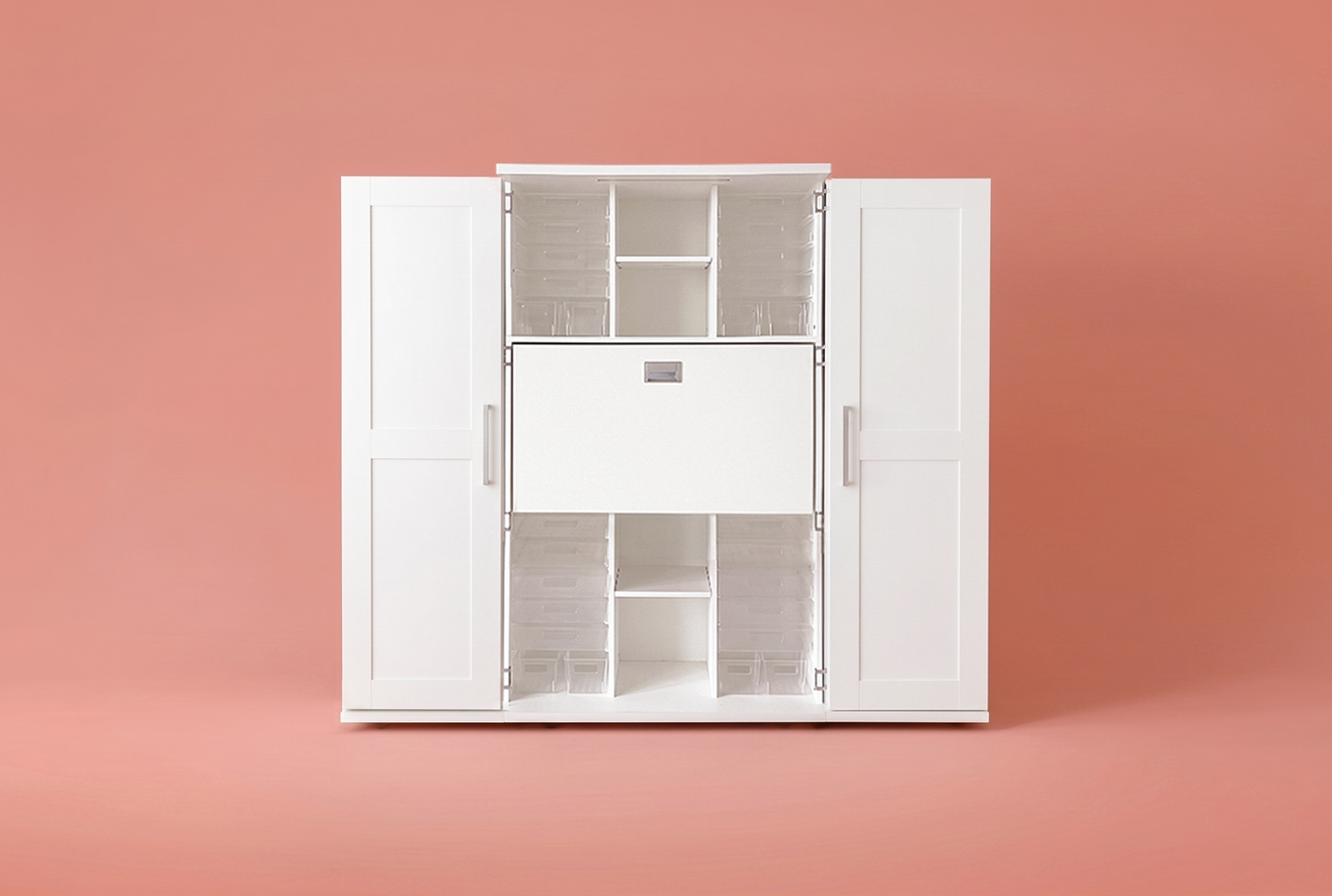 Create Room DreamBox XL Craft Station – Large Storage Cabinet with 120 Totes, Customizable Shelves & Workspace for Sewing, Quilting & Craft Organization