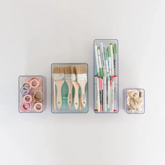 Create Room Mini Tote Storage Organizer 24 Pack - Clear Nesting Stackable Craft Supply Containers for InView Totes