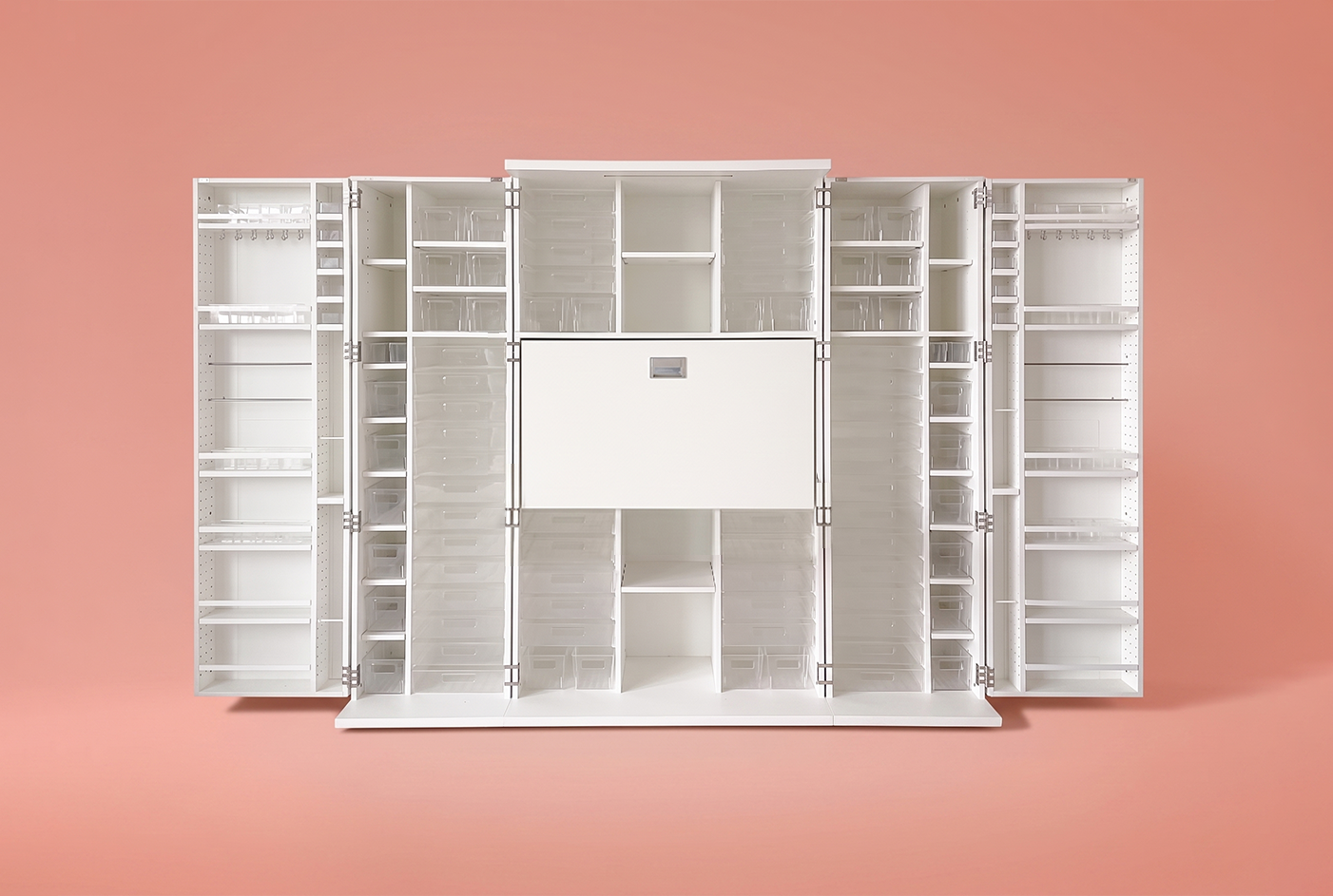 Create Room DreamBox XL Craft Station – Large Storage Cabinet with 120 Totes, Customizable Shelves & Workspace for Sewing, Quilting & Craft Organization