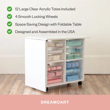Load image into Gallery viewer, Create Room DreamStation Deluxe &amp; DreamCart Bundle - Expandable Crafting &amp; Sewing Cabinet with Storage, Table, Pegboards &amp; Acrylic Totes
