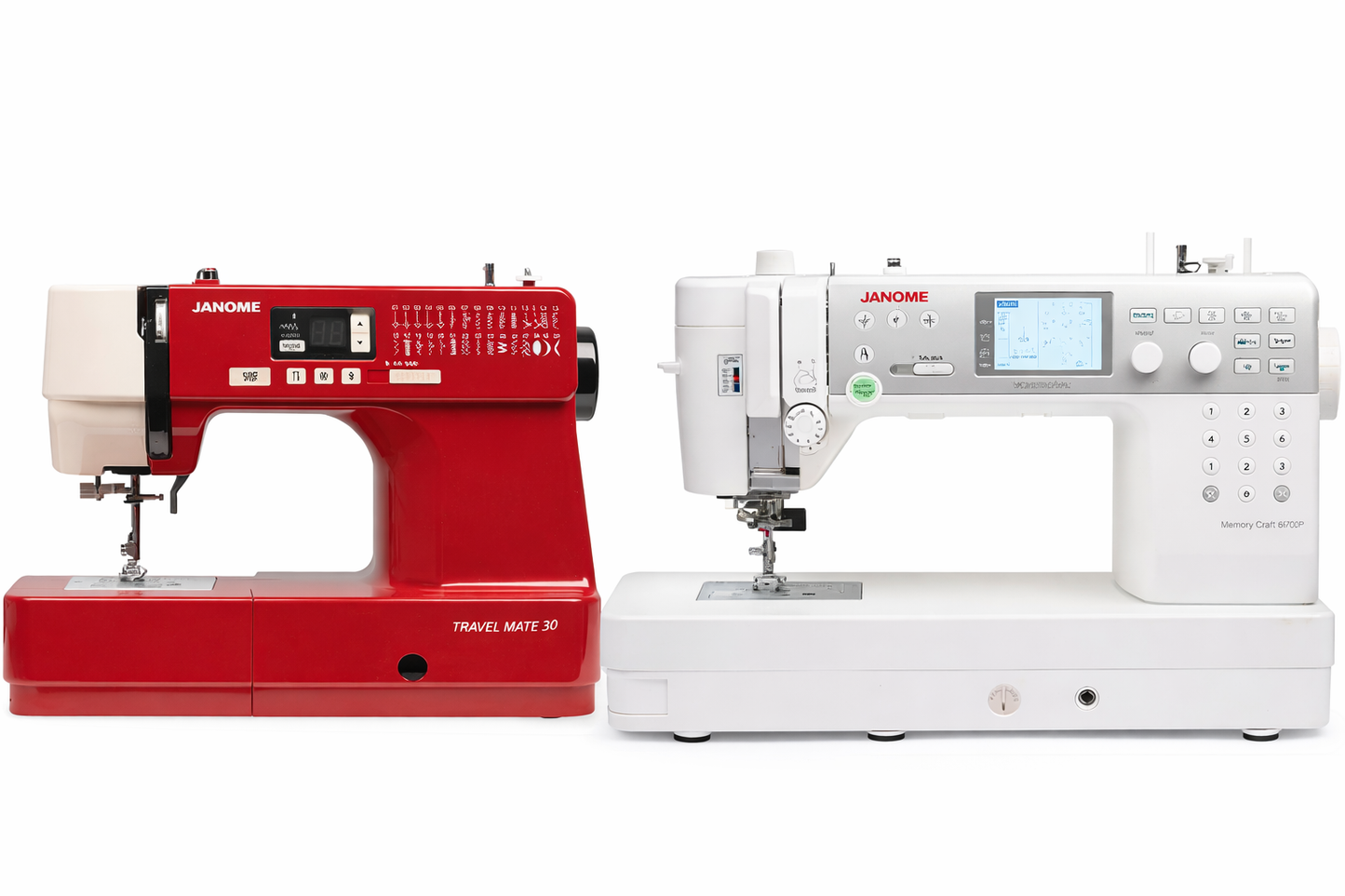 Janome Memory Craft 6700 Professional Sewing Machine with Travel Mate 30 Computerized Sewing Machine Bundle - High-Speed Quilting & Portable Everyday Sewing