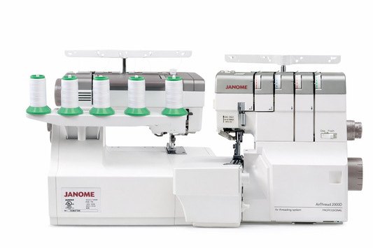Janome AirThread 2000D Serger with CoverPro 3000 Professional Coverstitch Machine Bundle - Air Threading, Top Cover Stitch, Differential Feed, LED Lighting