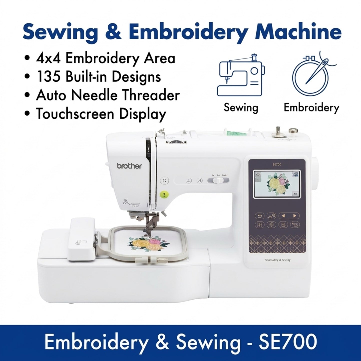 Brother SE700 Computerized Sewing and Embroidery Machine with 4" x 4" Embroidery Area