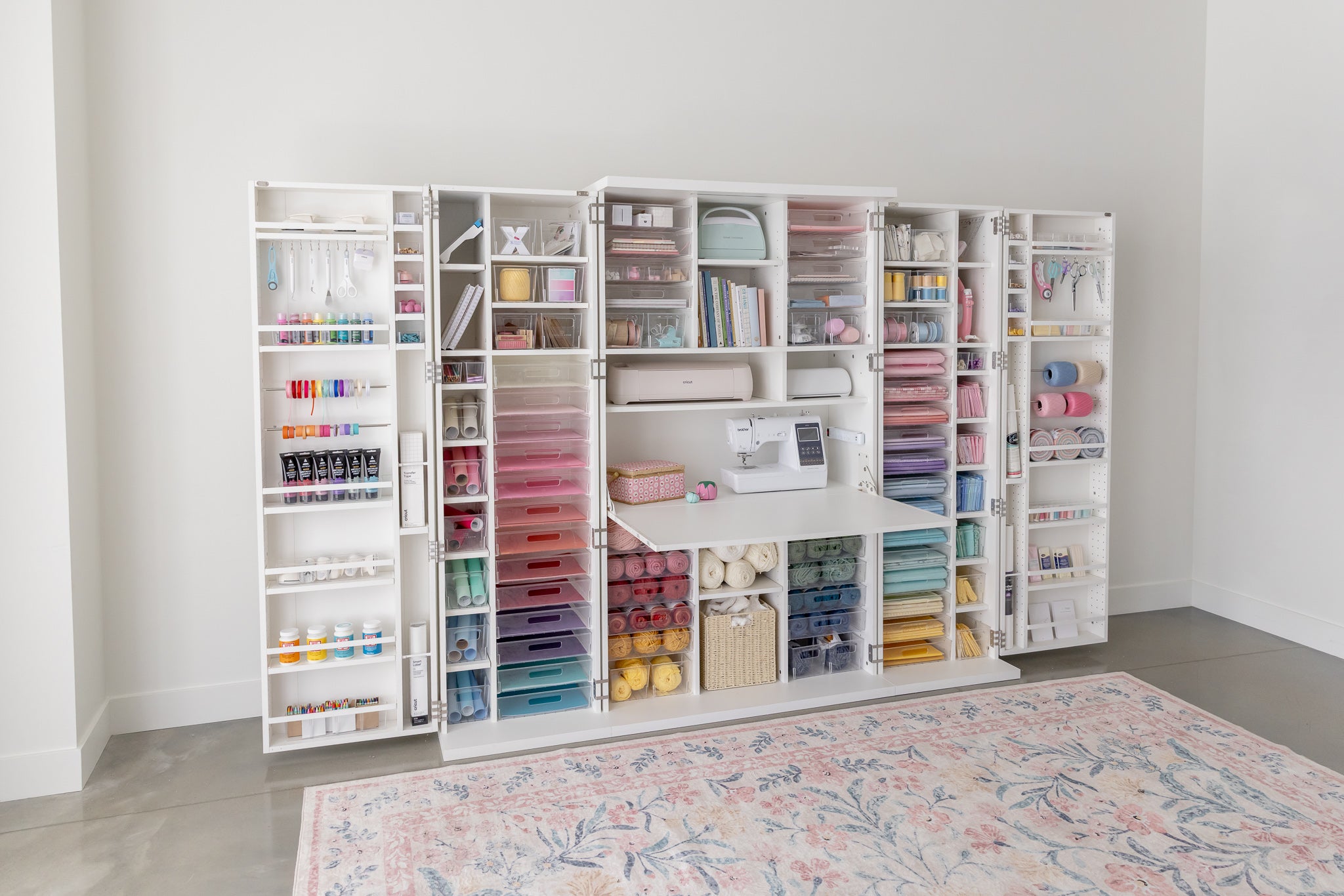 Create Room DreamBox XL Craft Station – Large Storage Cabinet with 120 Totes, Customizable Shelves & Workspace for Sewing, Quilting & Craft Organization