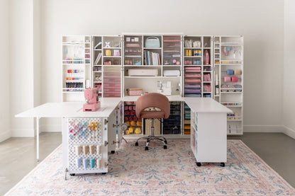 Create Room DreamBox XL Sewing Bundle – Extra-Large Craft Storage Cabinet & Workstation with 120 InView™ Totes, Adjustable Shelving & Spacious Sewing Table