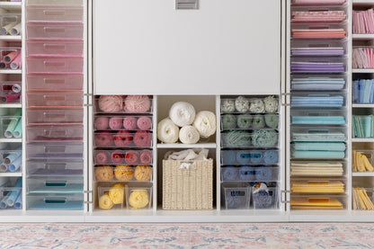 Create Room DreamBox XL Craft Station – Large Storage Cabinet with 120 Totes, Customizable Shelves & Workspace for Sewing, Quilting & Craft Organization