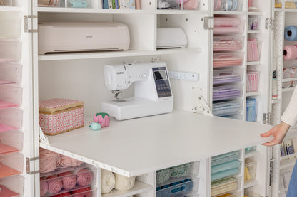 Create Room DreamBox XL Sewing Bundle – Extra-Large Craft Storage Cabinet & Workstation with 120 InView™ Totes, Adjustable Shelving & Spacious Sewing Table