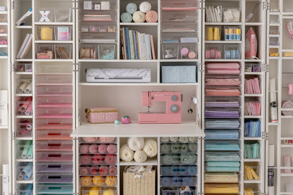 Create Room DreamBox XL Craft Station – Large Storage Cabinet with 120 Totes, Customizable Shelves & Workspace for Sewing, Quilting & Craft Organization