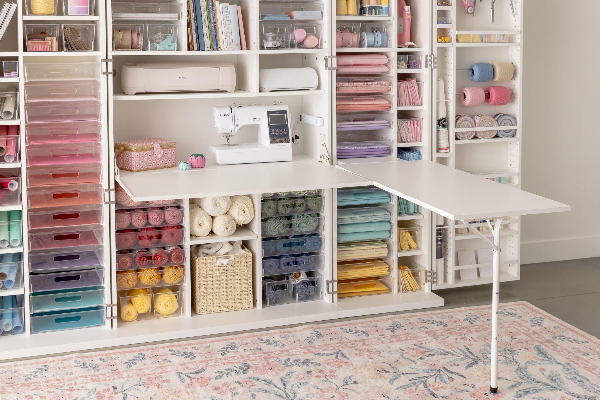 Create Room DreamBox XL Craft Station – Large Storage Cabinet with 120 Totes, Customizable Shelves & Workspace for Sewing, Quilting & Craft Organization