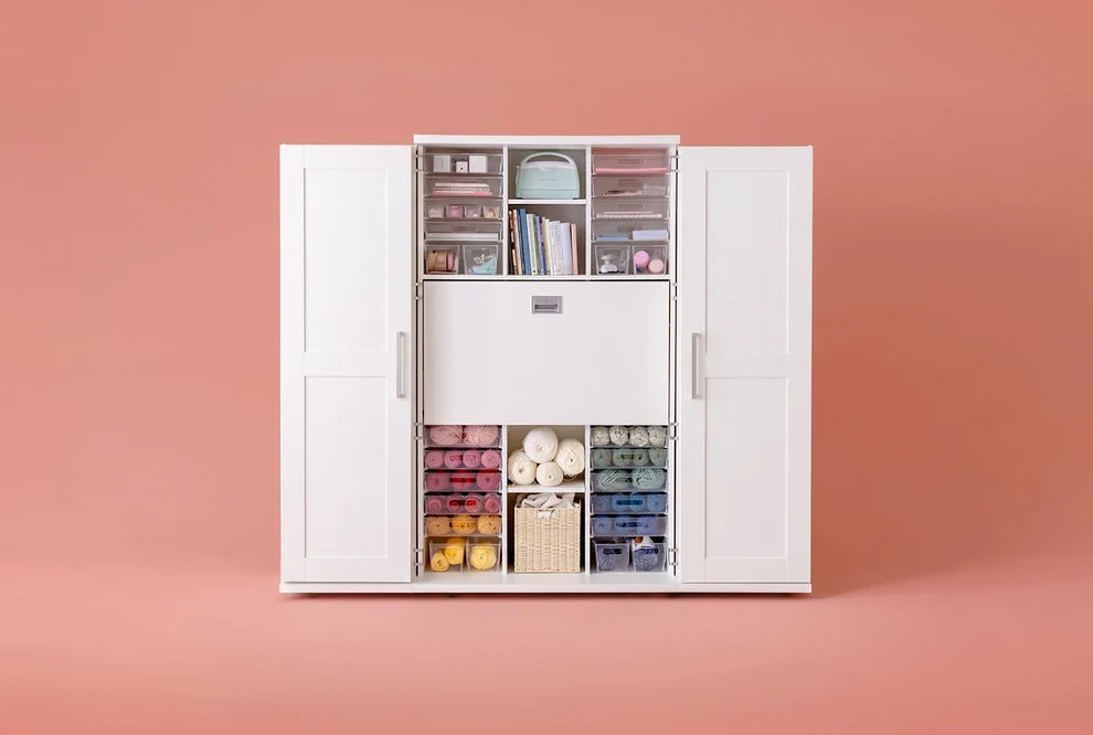 Create Room DreamBox XL & XL Plus – White & White Oak Craft Storage Cabinet