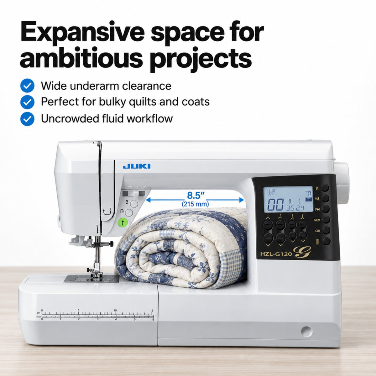 JUKI AMERICA HZL-G120 Full-Sized Computer Controlled Sewing Machine with 180 Stitch Patterns