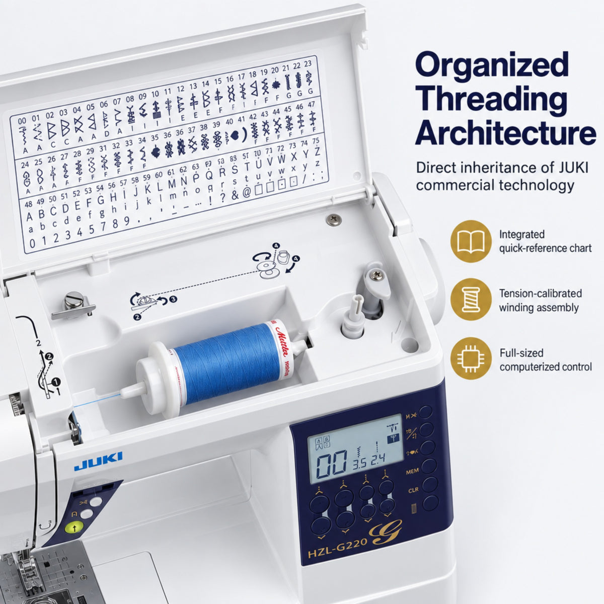 JUKI AMERICA HZL-G220 Full-Sized Computer Controlled Sewing Machine with Automatic Thread Trimmer