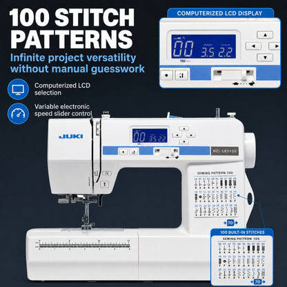 JUKI AMERICA HZL-LB5100 Compact Size Sewing Machine with 100 Stitch Patterns