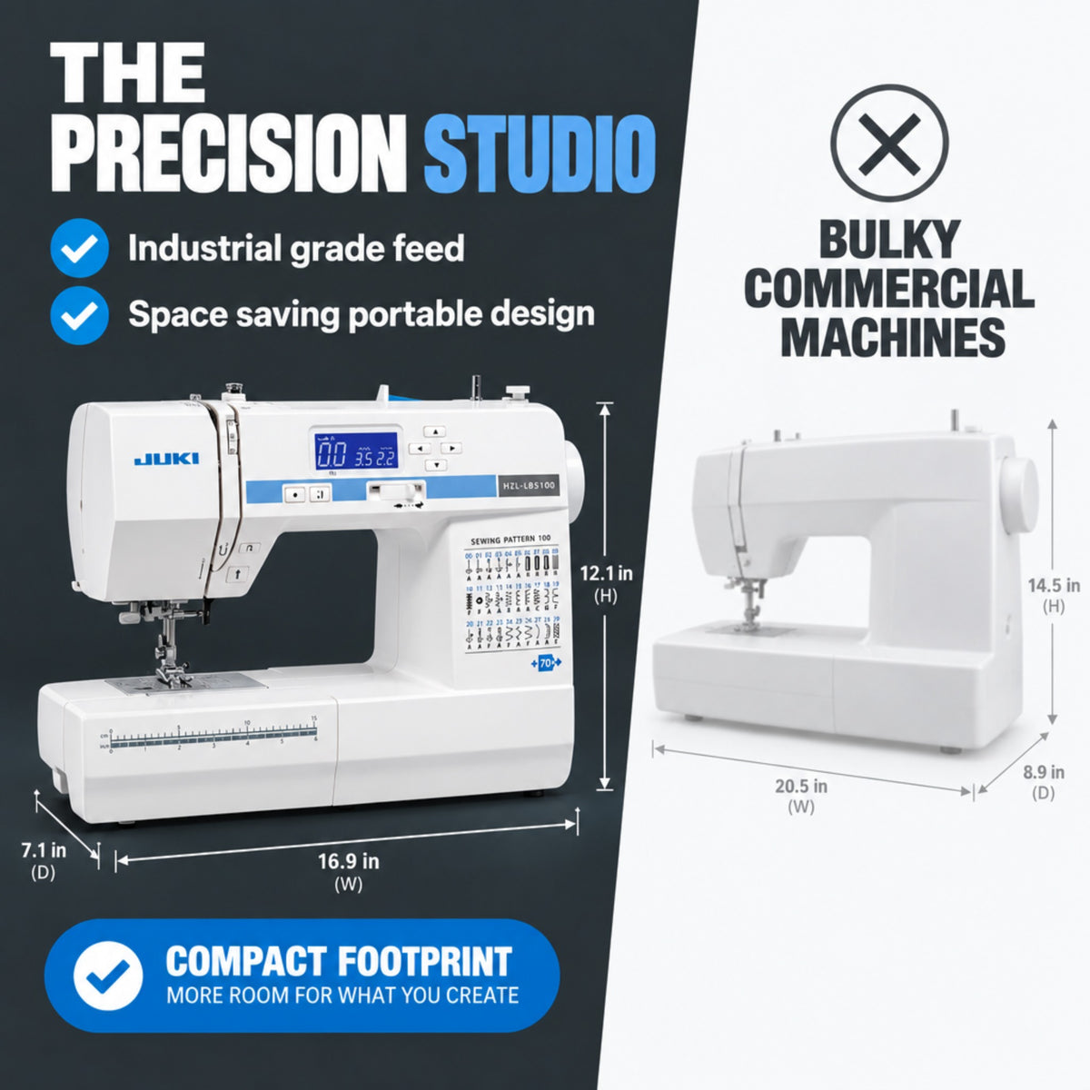 JUKI AMERICA HZL-LB5100 Compact Size Sewing Machine with 100 Stitch Patterns