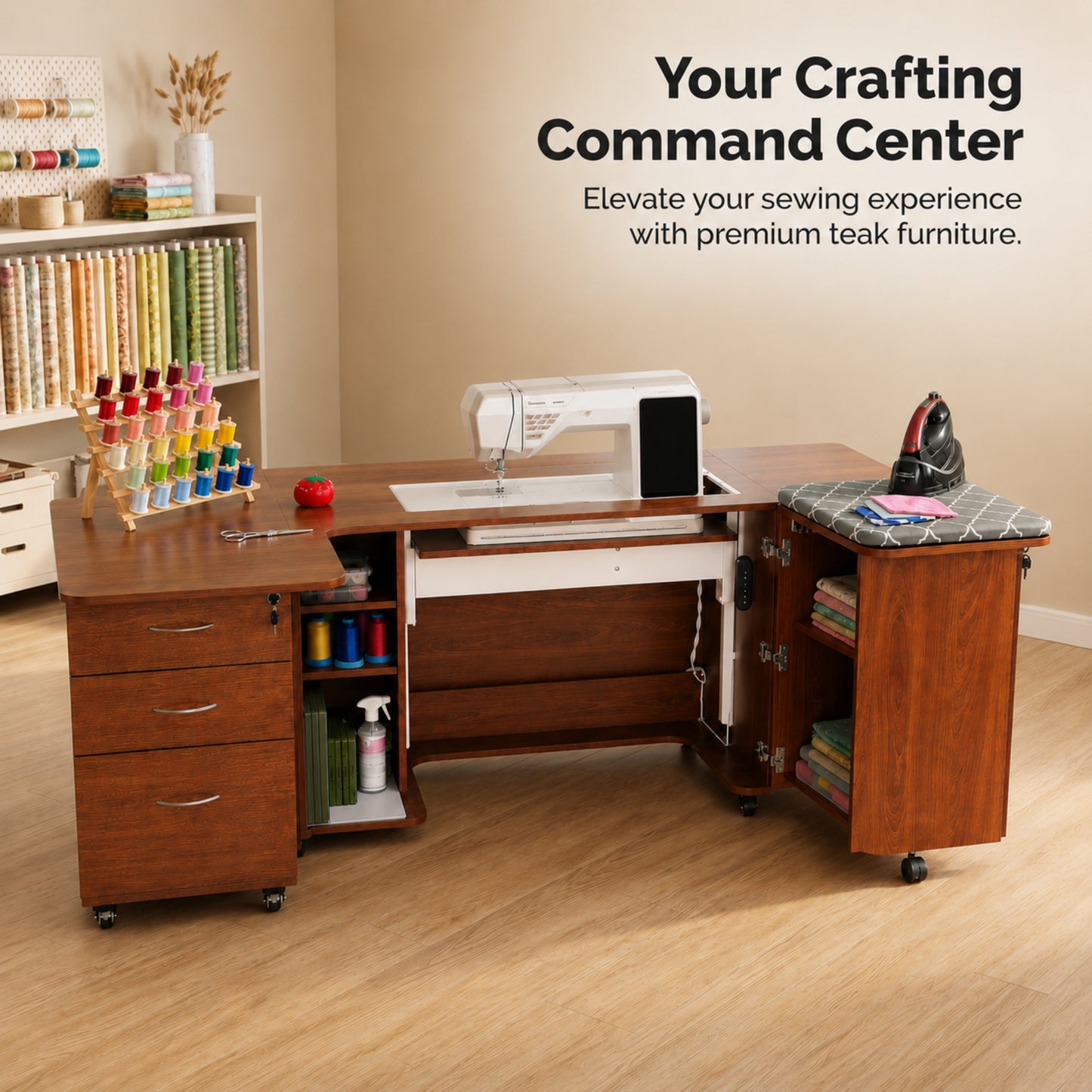 Arrow Sewing Sydney Dual Rail Electric Sewing Cabinet