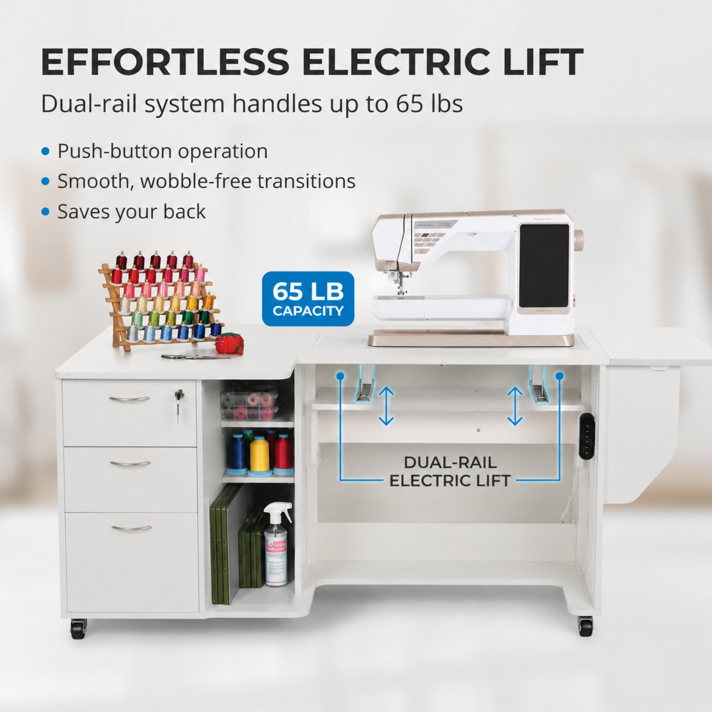 Arrow Sewing Sydney Lite Dual Rail Electric Sewing Cabinet