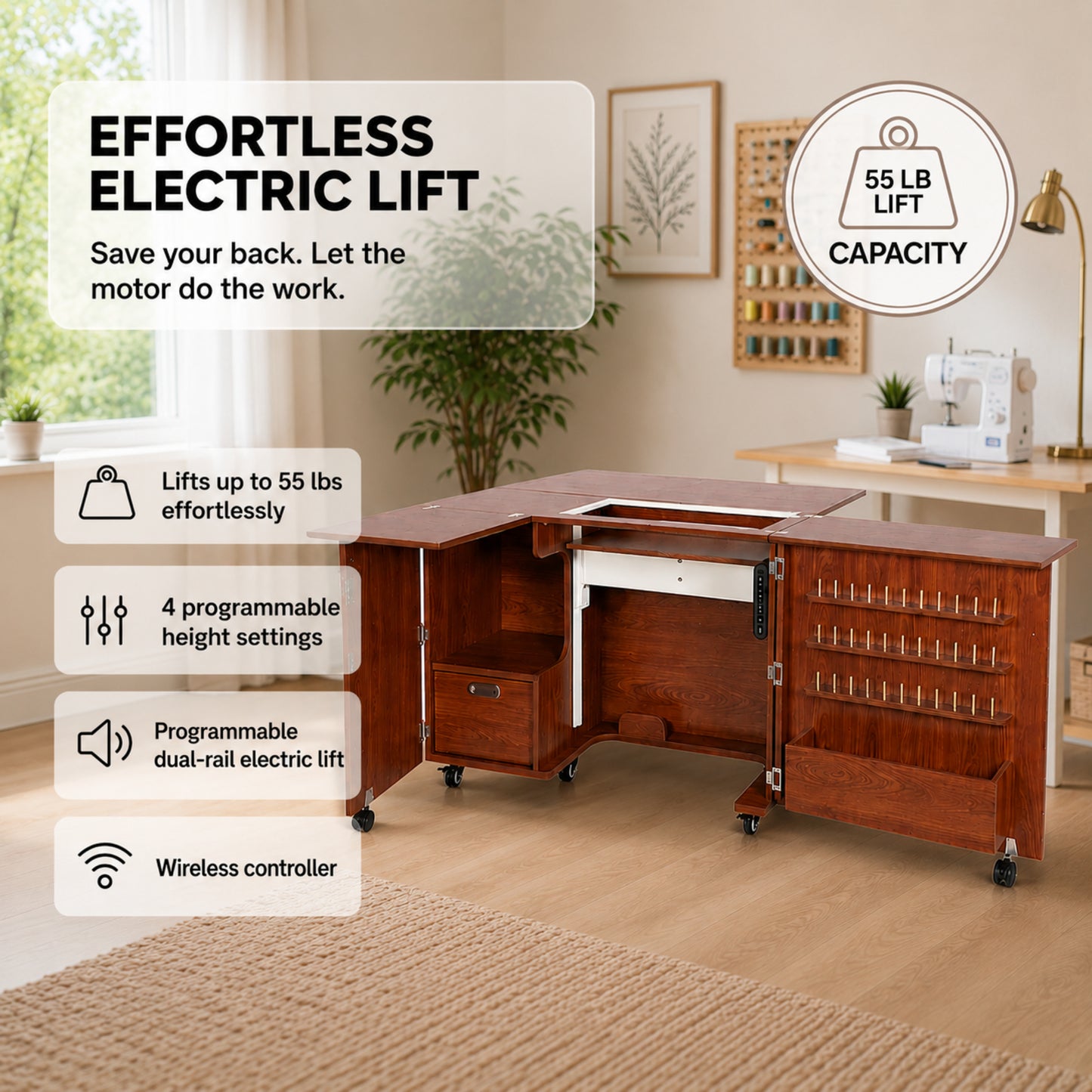 Arrow Sewing Wallaby Dual Rail Electric Sewing Cabinet