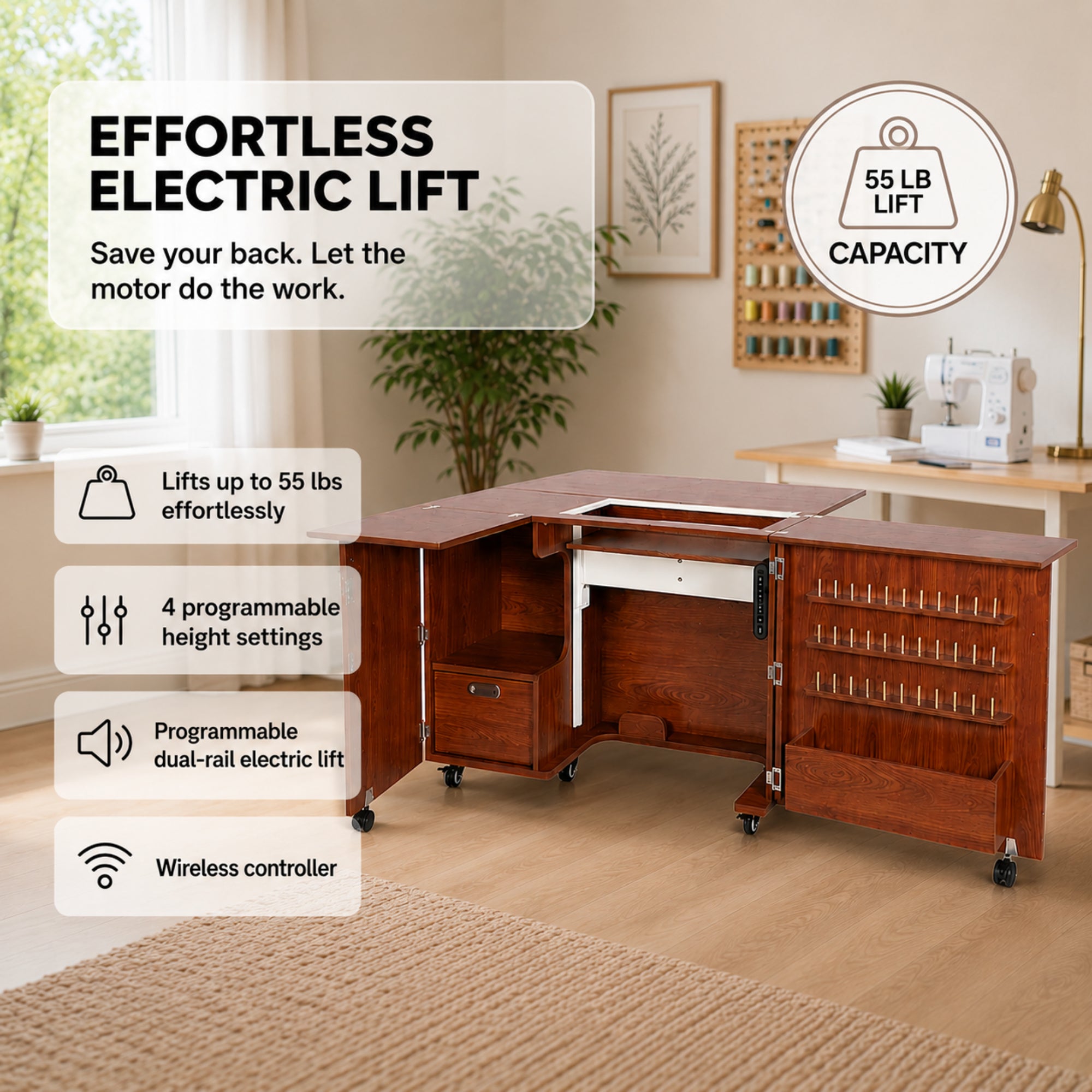 Arrow Sewing Wallaby Dual Rail Electric Sewing Cabinet