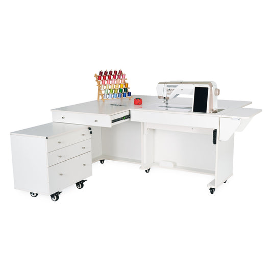 Kangaroo XL & Joey Sewing Cabinet with Electric Lift K9811EL – Ash White