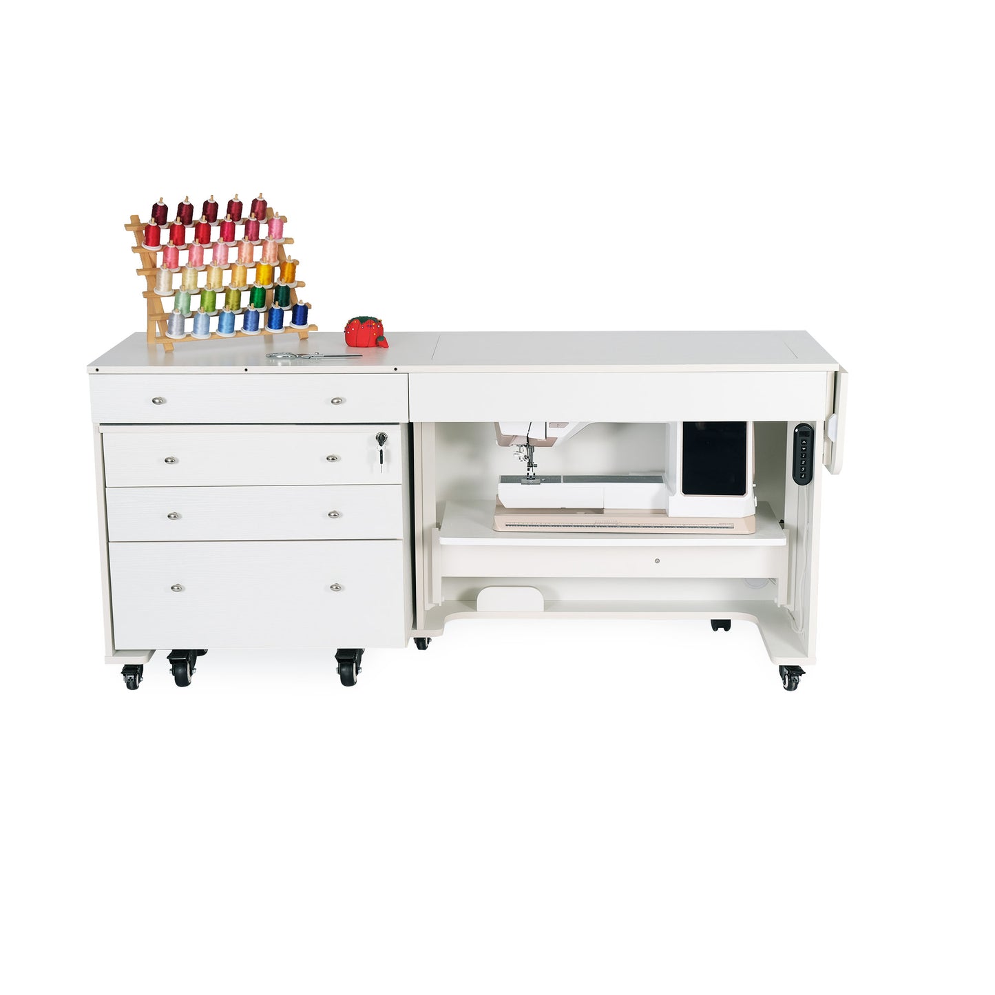 Kangaroo XL & Joey Sewing Cabinet with Electric Lift K9811EL – Ash White