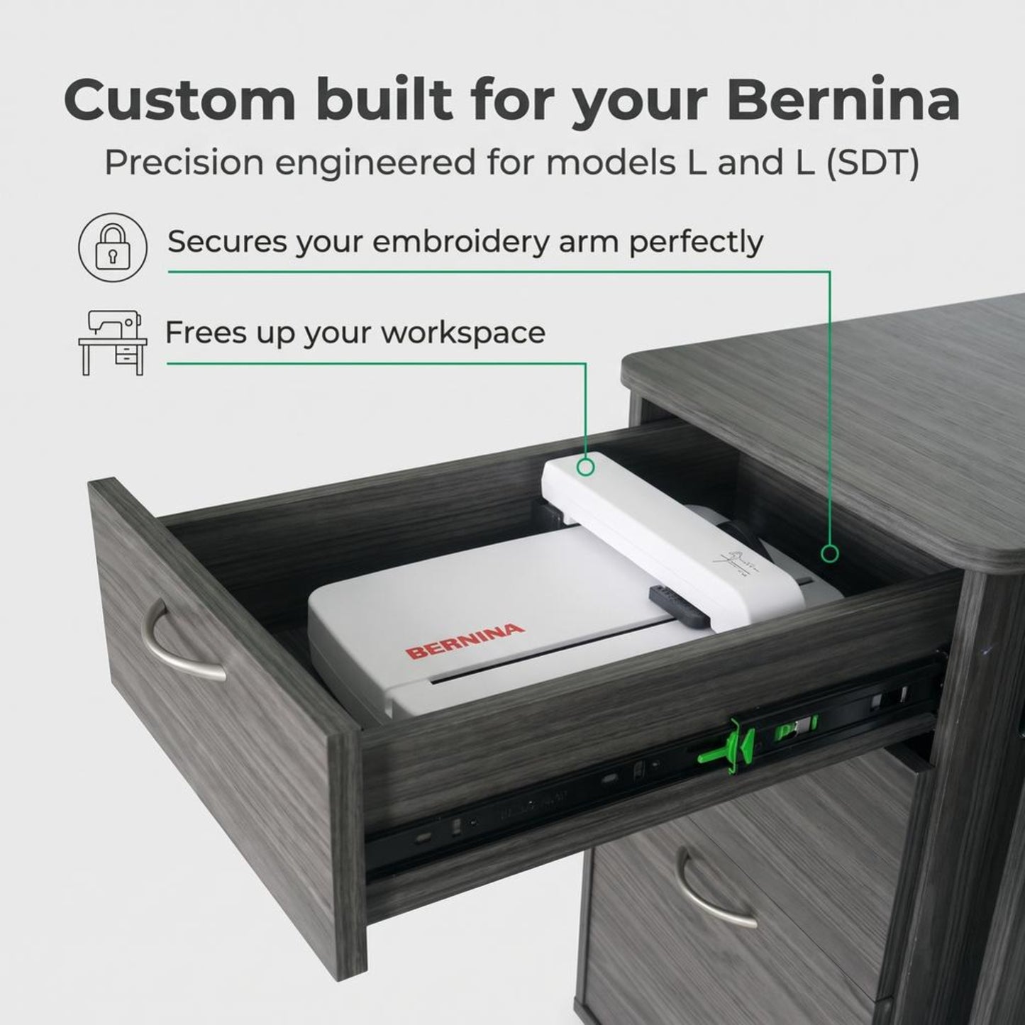 Arrow Sewing Bernina Embroidery Arm Storage Drawer for Sydney Sewing Cabinet