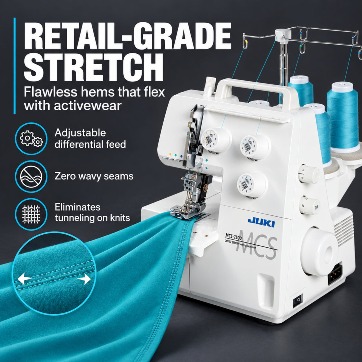 JUKI AMERICA MCS-1500 Specialized Chainstitch and Coverstitch Machine