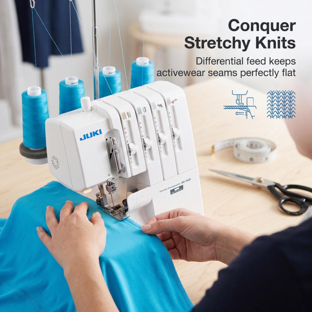 JUKI AMERICA MO-104D 2/3/4 Thread Overlock with Differential Feed and Rolled Hem