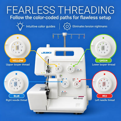 JUKI AMERICA MO-644D 2/3/4 Thread Overlock with Differential Feed and Rolled Hem