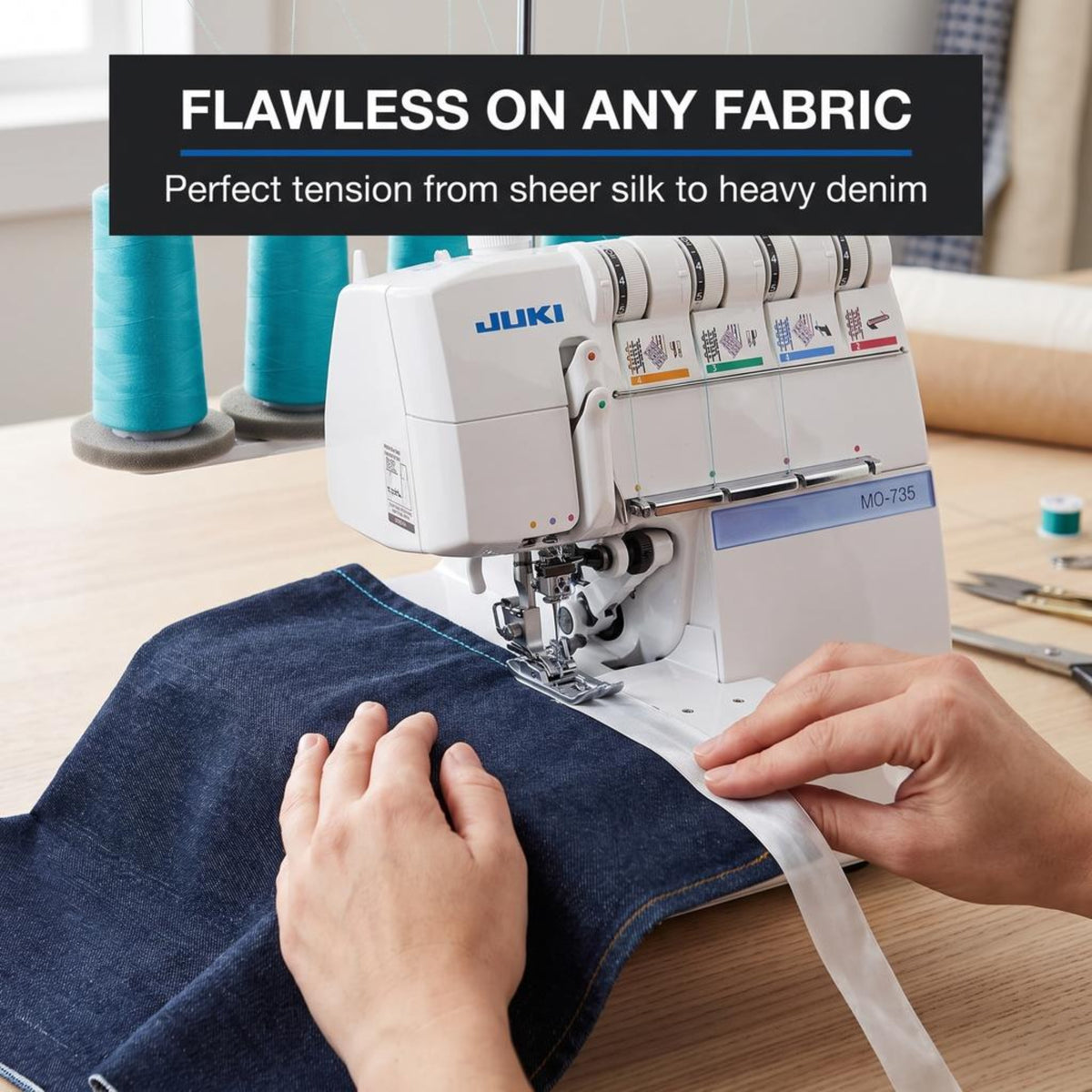 JUKI AMERICA MO-735 2/3/4/5 Thread Overlock with Chainstitch and Coverstitch