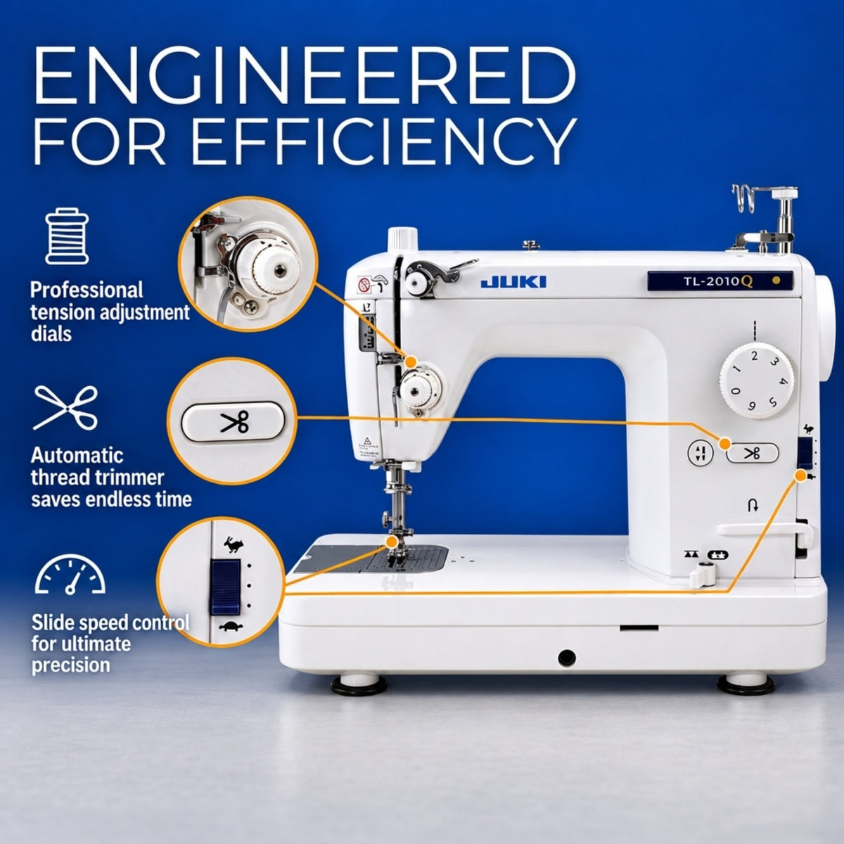 JUKI AMERICA TL-2010Q Mid-Arm Quilting and Piecing Machine with Automatic Thread Trimmer and Speed Control