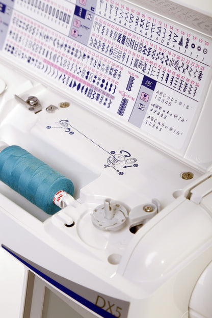 JUKI AMERICA HZL-DX5 Professional Quality Quilting and Sewing Machine with 185 Stitch Patterns and 3 Fonts
