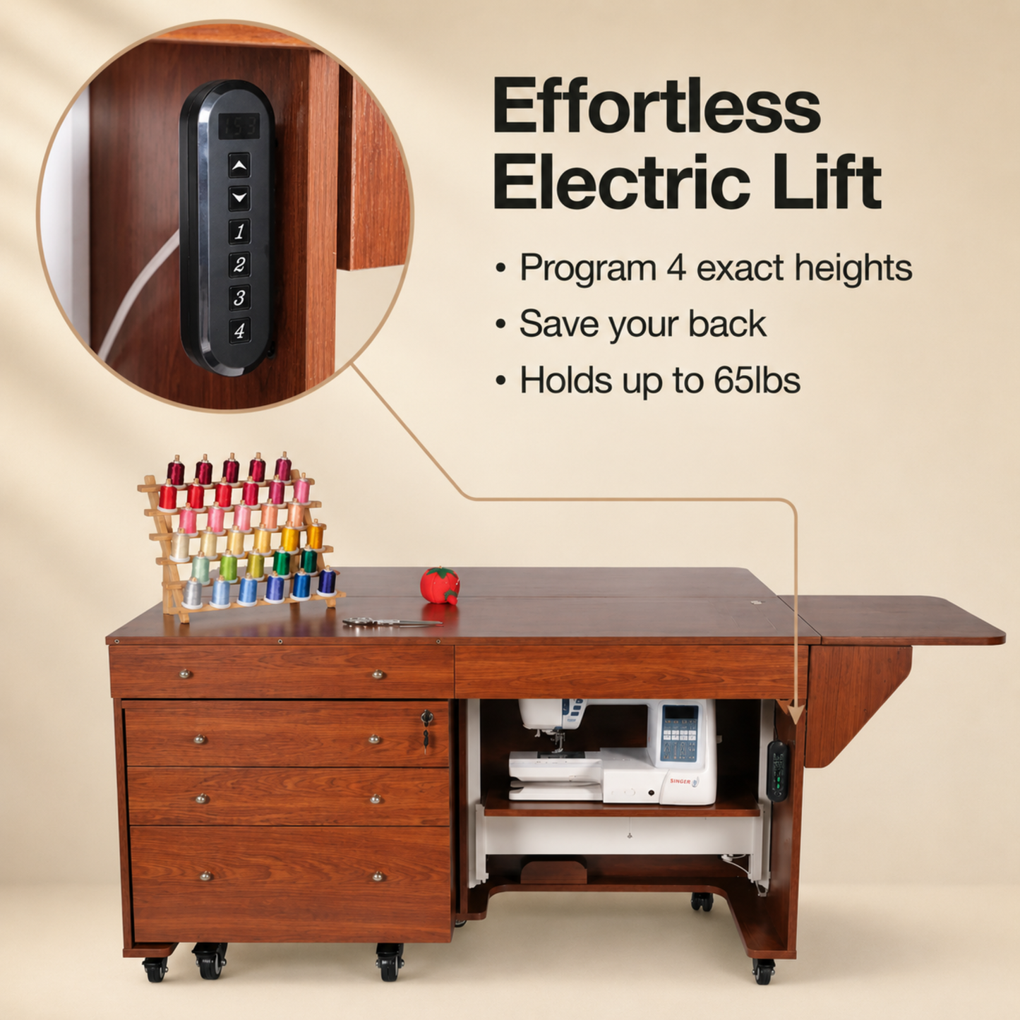 Arrow Sewing Kangaroo & Joey Dual Rail Electric Sewing Cabinet