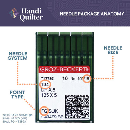 Handi Quilter Needles, Longarm, Standard, 14/90-R, 16/100 Sharp, 18/110-R, 20/125-R Package of 20