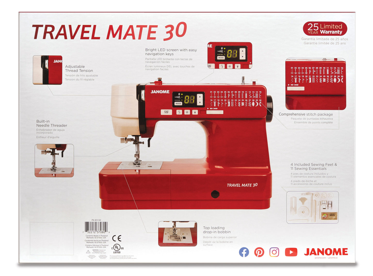Janome Memory Craft 6700 Professional Sewing Machine with Travel Mate 30 Computerized Sewing Machine Bundle - High-Speed Quilting & Portable Everyday Sewing