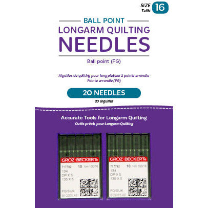 Needles, Longarm, Ballpoint, 16/100-FG, Package of 20